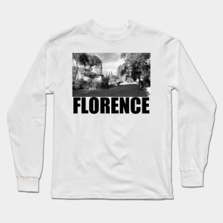 Florence Black and White Photography Travel Landscape (black text) Long Sleeve T-Shirt